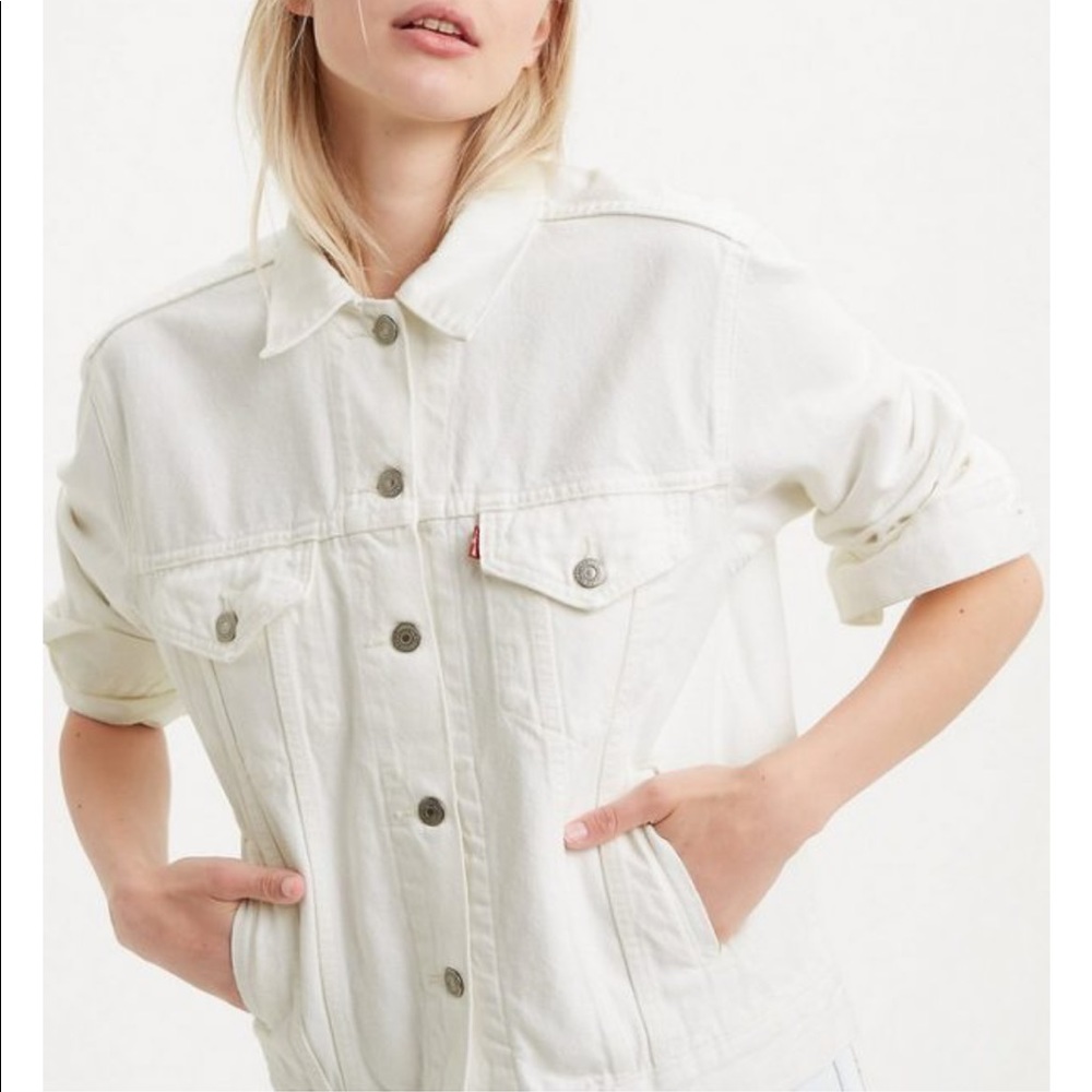 Levi’s Ex-Boyfriend White Cell Trucker Jean Jacket - off white